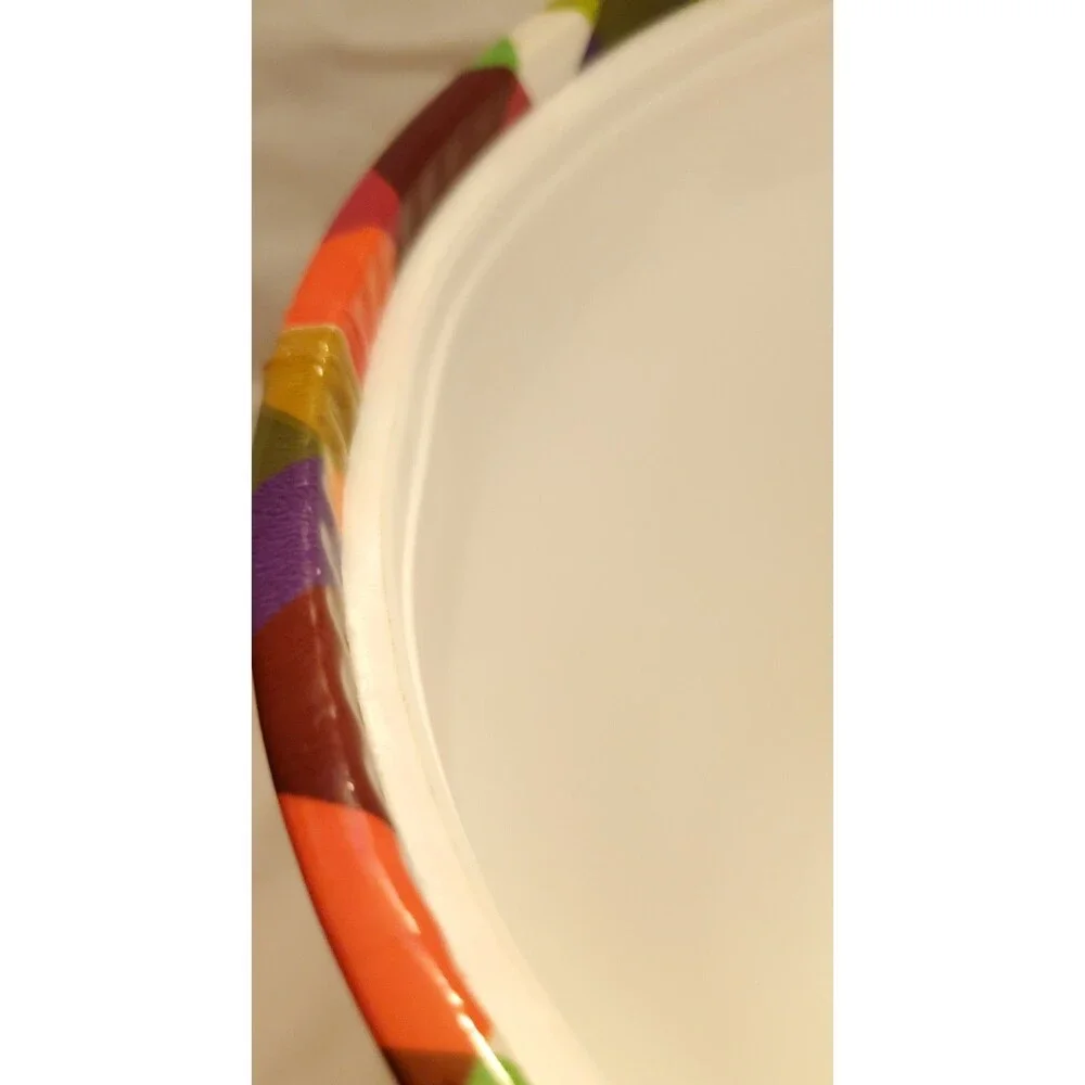 Colorful Plaid Ice Bucket With Lid & Handle Mid Century Style Retro Design Neon